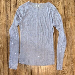 Free People Silver Long Sleeve Top